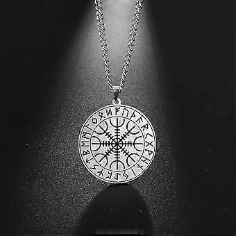 My Shape Viking Symbol of Norse Runic Runes Runy Vegvisir Pendant Necklace for Women Men Compass with Box Chain Vintage Jewelry 374.
