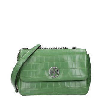 Borsa a tracolla in pelle Tory Burch verde