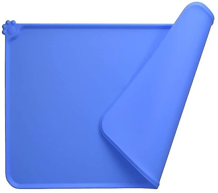 Dog, Cat Feeding Mat, Feeding Bowl Mat, Silicone Feeding Mat, Non-slip And Waterproof, For Cats And Dogs, 47x30cm (blue)