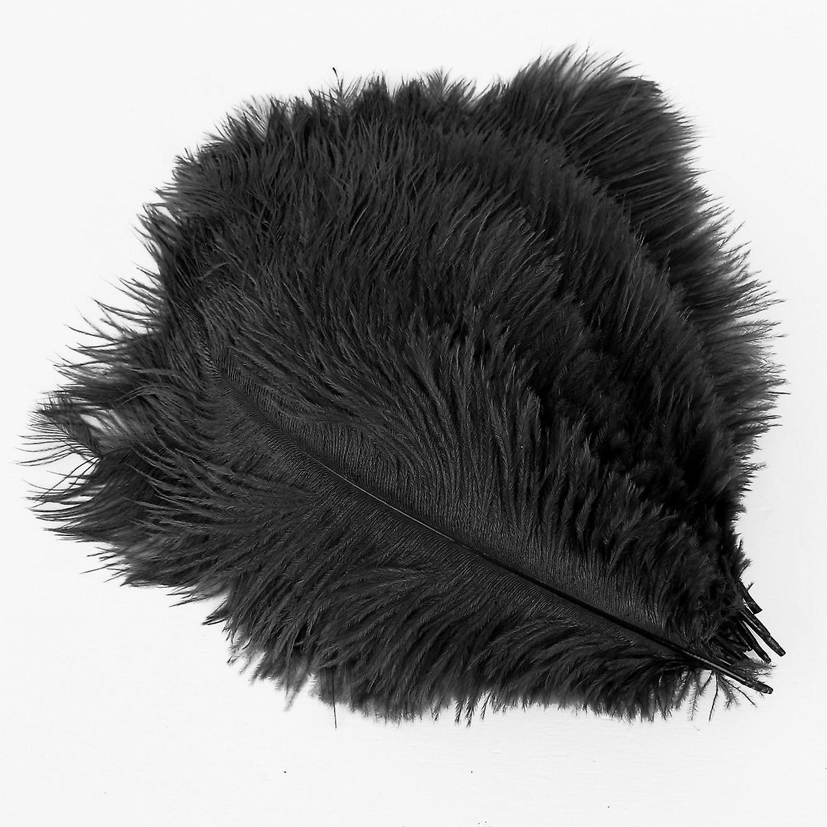 20 x natural ostrich feather 25-30 cm black party decoration