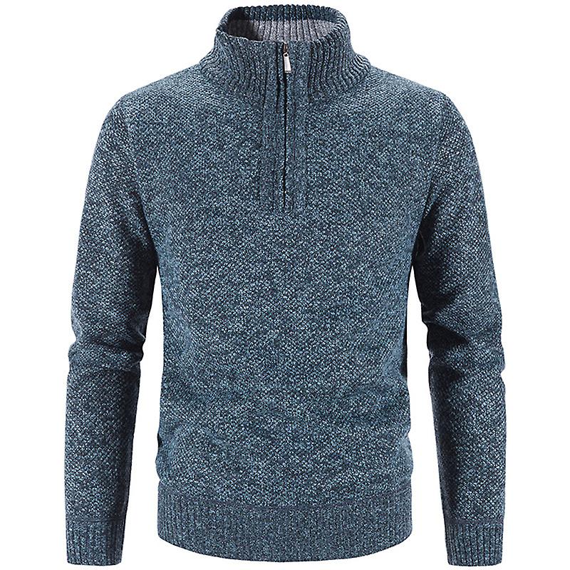 Vinter menn fleece tykkere genser halv glidelås turtleneck varm pullov