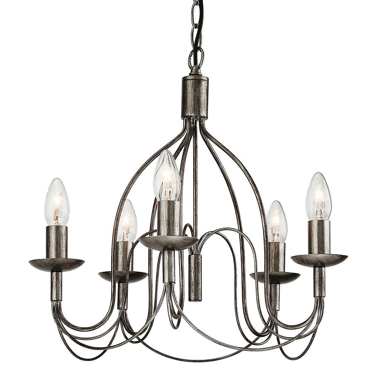 Regency 5 Light Chandelier Antique Silver, E14