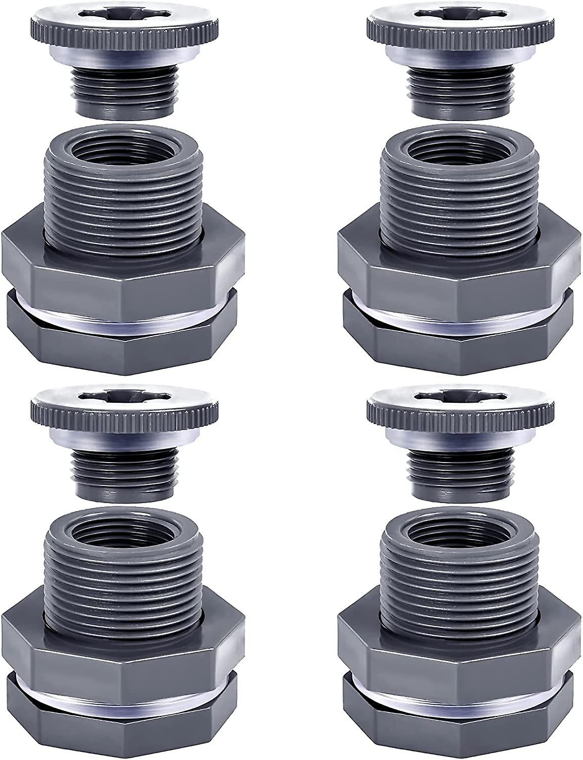 PVC 3/4 Inch Bulkhead Fitting with Plugs Rain Barrel Connector Kit and 4 mm Thick Silicone Seal Gasket Bulkhead Adapter Fitting for Water Aquariums Tu