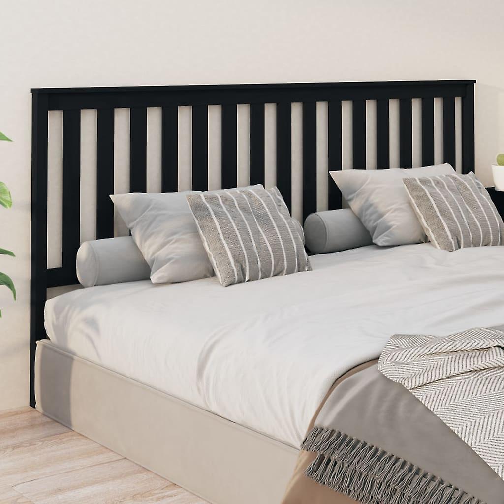 Headboard Black 206x6x101 cm Solid Pine Wood