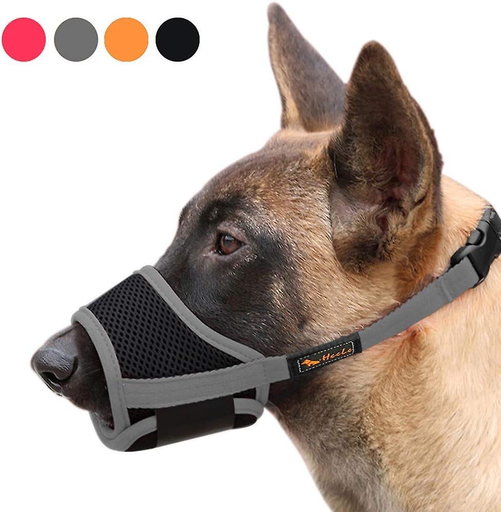 Dog Muzzle Breathable Mesh and Durable Nylon Dog Muzzle with Adjustable Loop and Soft Pad (Gray, M)