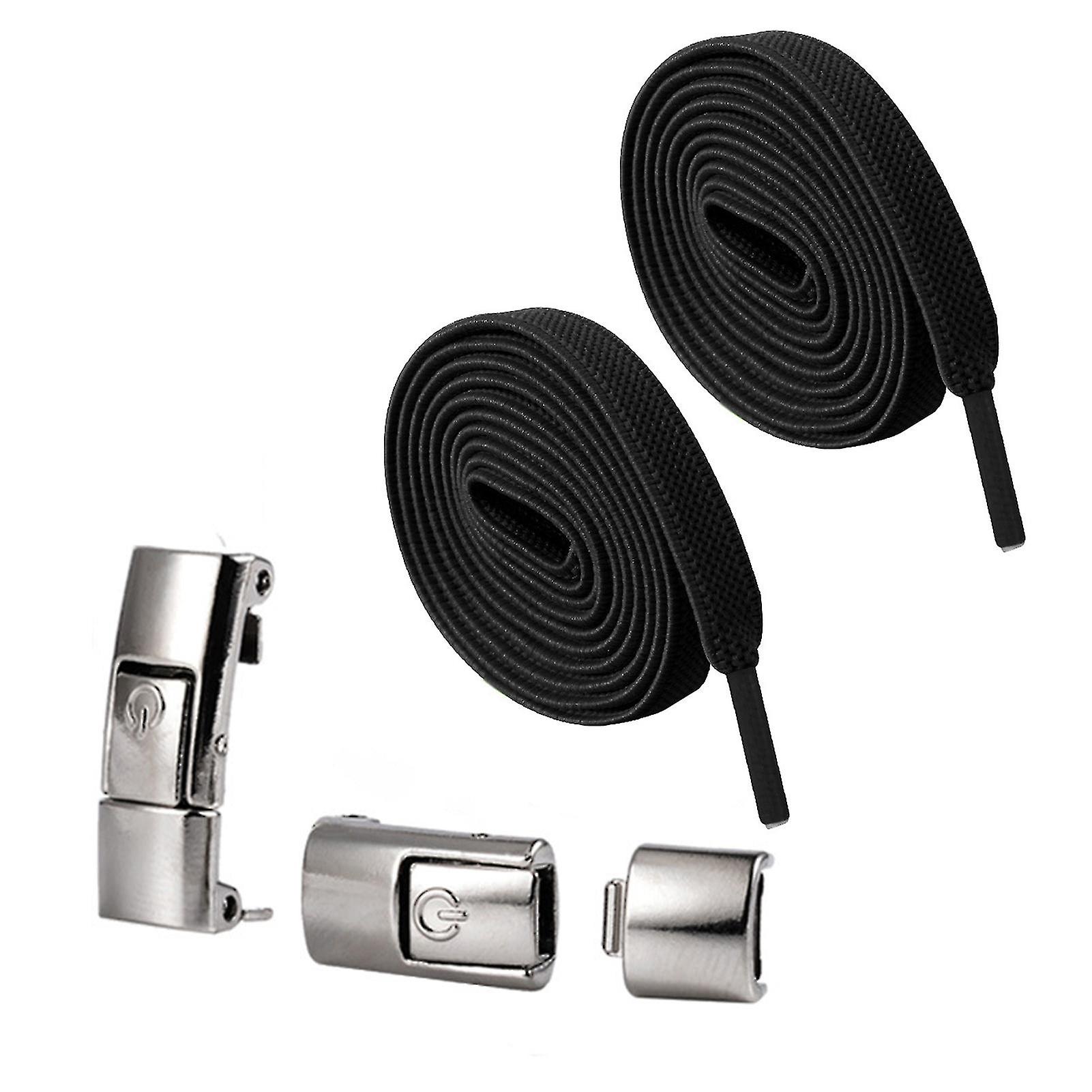 2 قطع لا التعادل أربطة الحذاء الثقيلة الإفراج السريع الصحافة قفل كسول الحذاء الدانتيل مع مشبك قفل معدني للأطفال الكبار كبار السن