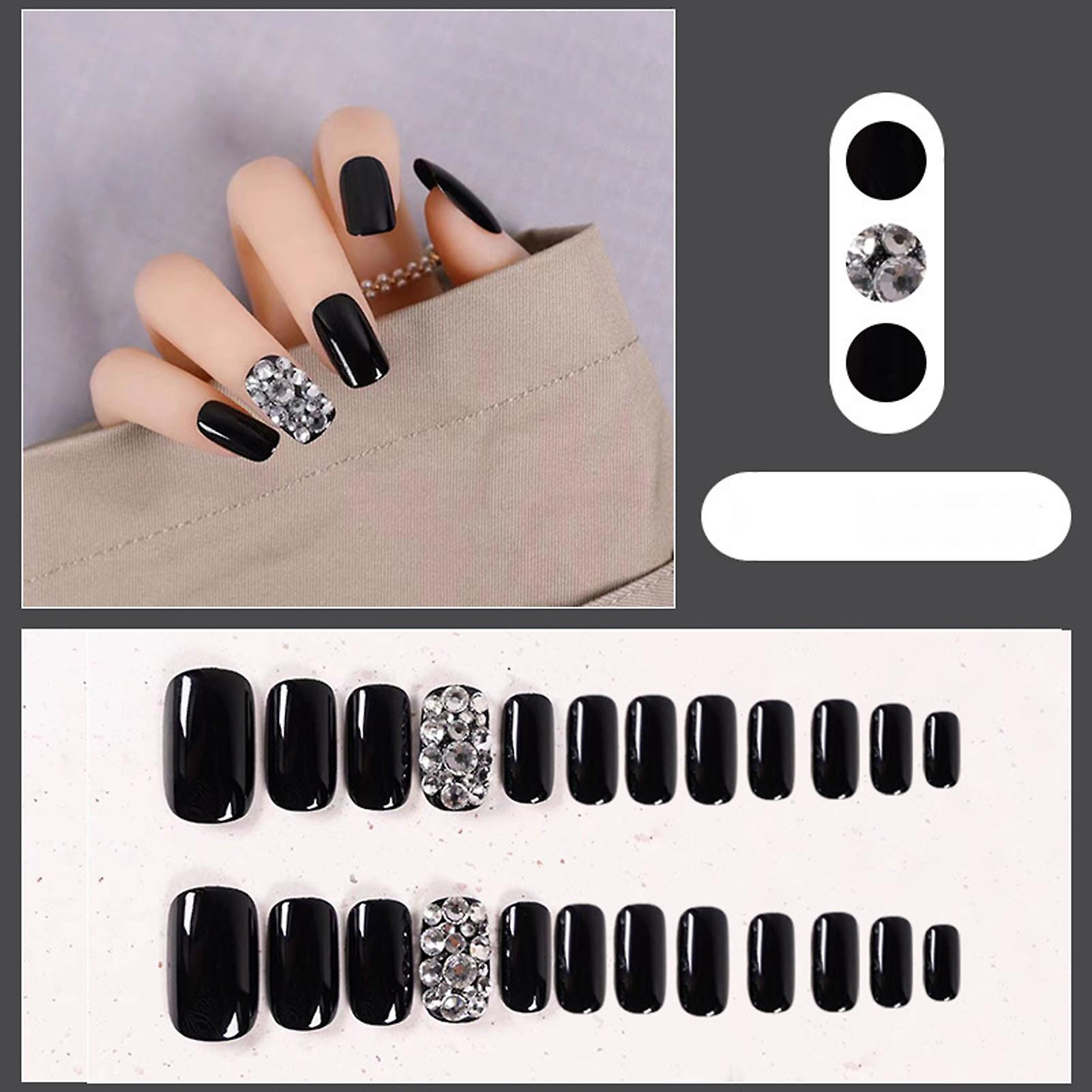 Solid Black Press-on Nails Noble And Elegant Style Manicure Nails