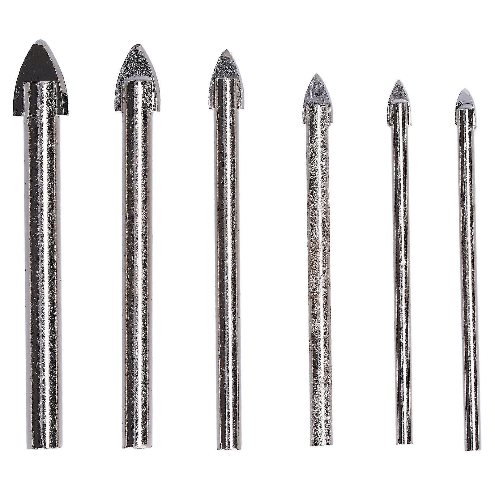 6pcs 3-10mm Glass Drill Bit Set Hard Alloy Precise Stable Clean Neat Smooth Glass Hole Opener