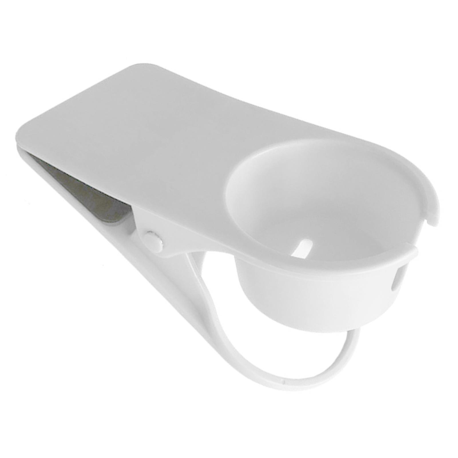 Desk Cup Holder Clip Space Saving Large Multifunctional Table Clamp Mug Stand for Beverage Bottle White 