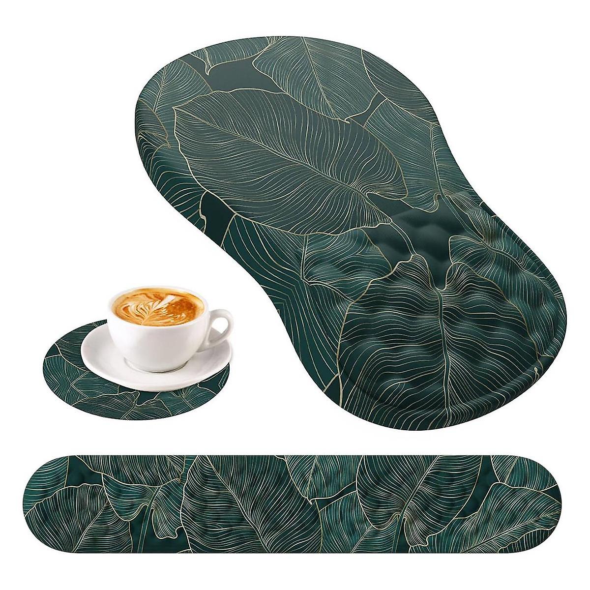 3 PCS with Wrist Rest and Set, Computer Mouse Pads for Home Desk with Coaster-A