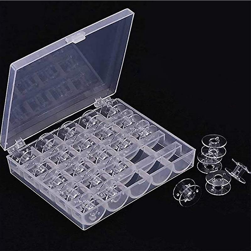 25 bobbins per set in a transparent plastic box (includes transparent bobbins)