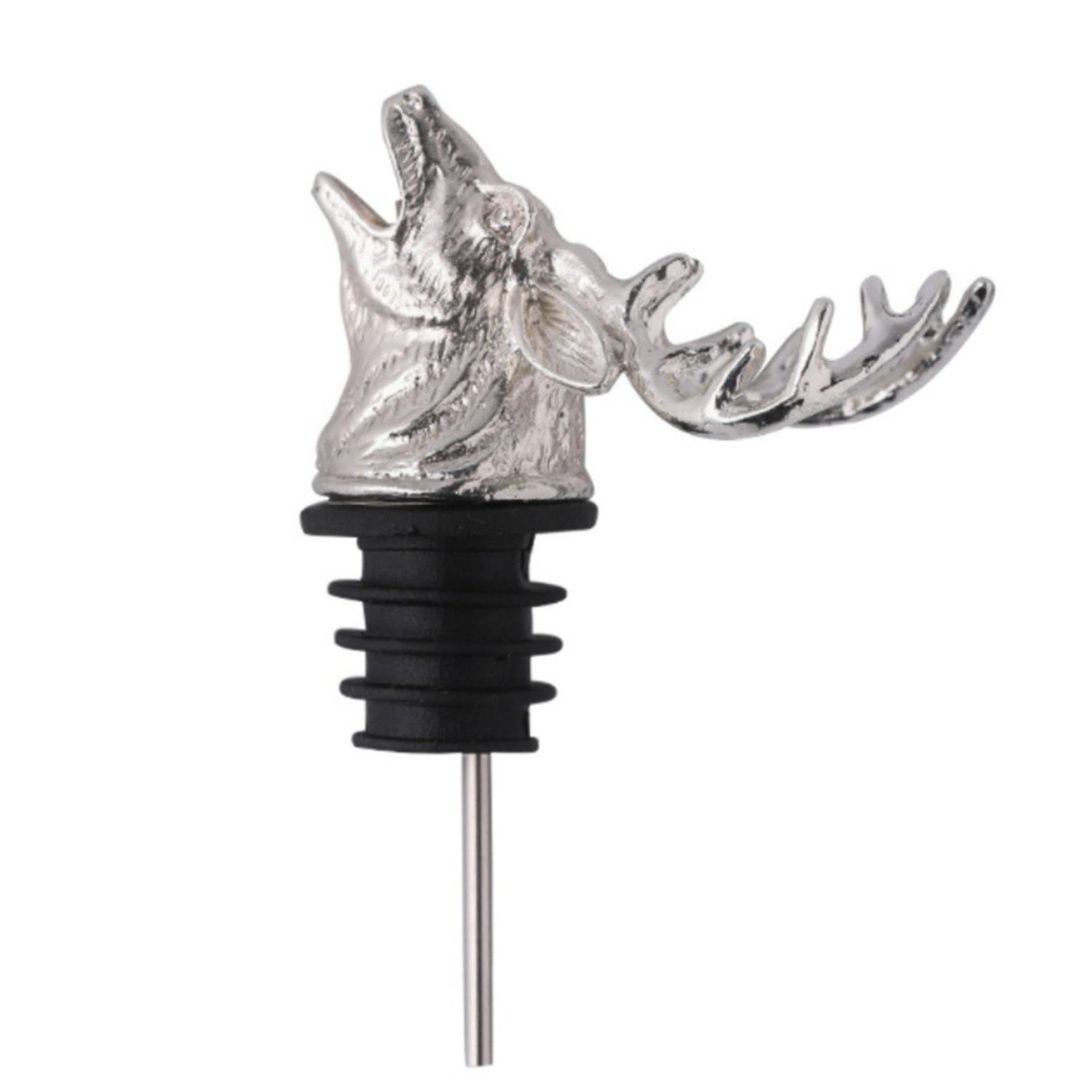 OuZhan Wine Pourer Retro Deer Shape Zinc Alloy Wine Decanter Pour Spout Supplies for Home