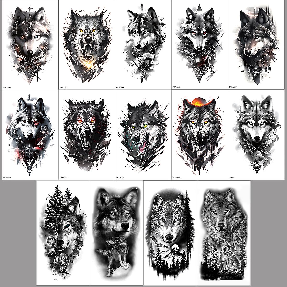 INF Temporary Waterproof Tattoos, 14-Pack Wolf