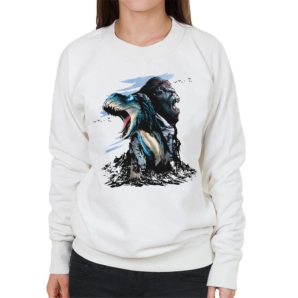 King Kong Vs T Rex Character Heads Women's Sweatshirt