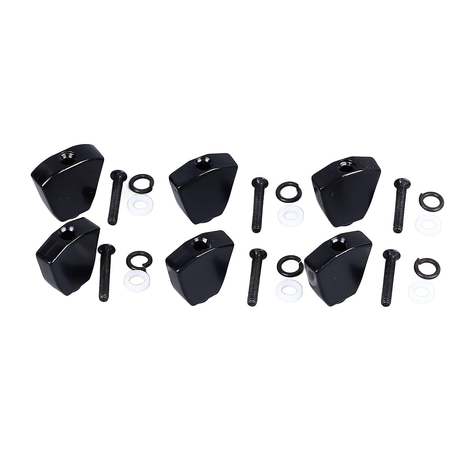 6PCS Metal Guitar Tuning Peg Handles Black Machine Head Keys
