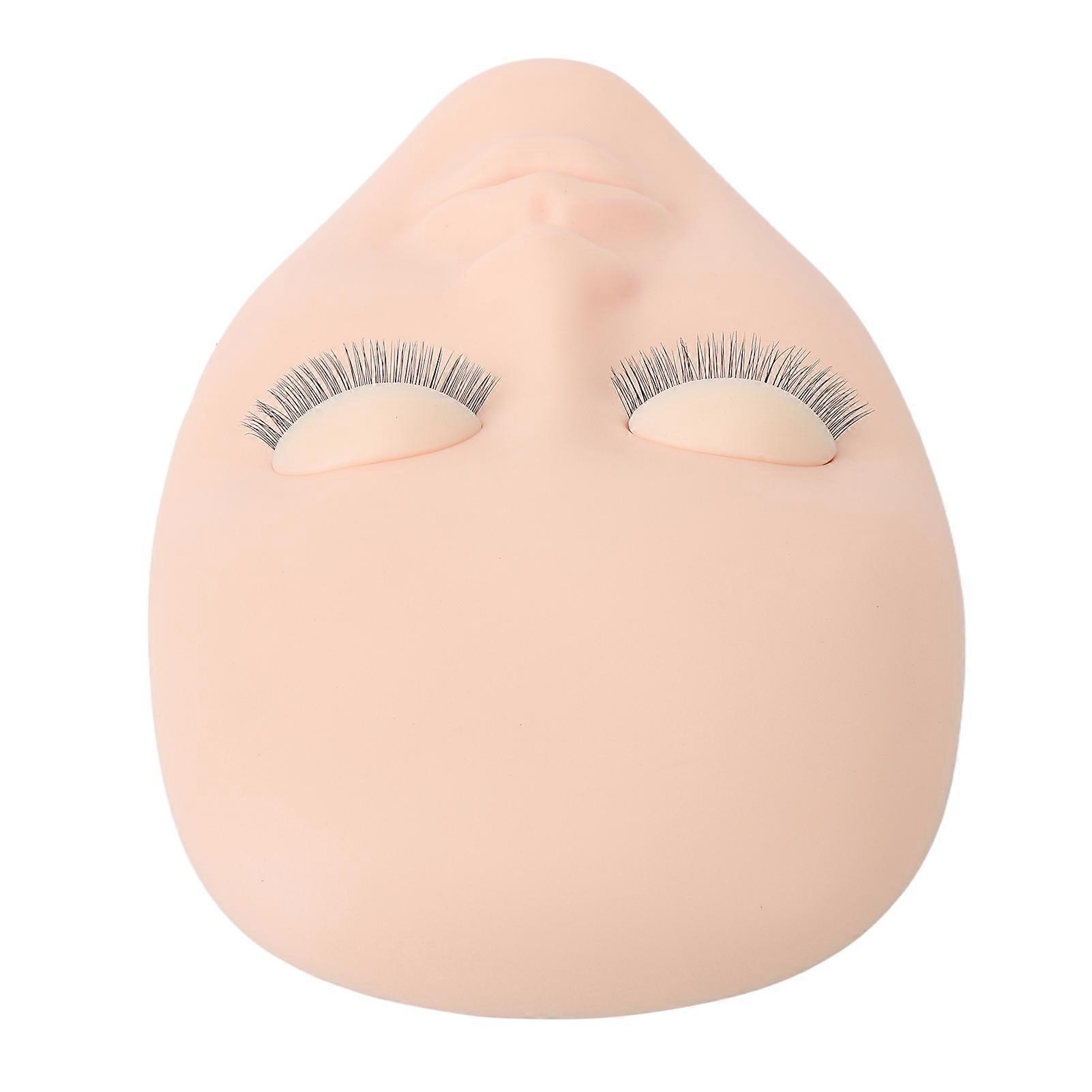 Lash Mannequin Head Reusable Soft Rubber 3D Effects Replaced Eyelids Mannequin Head for Double Lash Extension Practice Pink