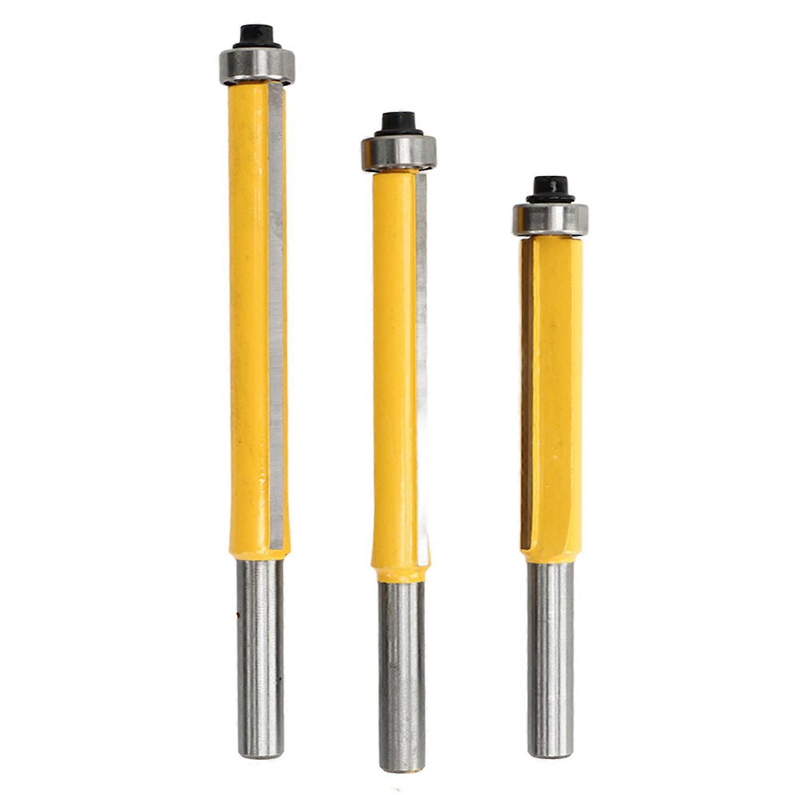 3pcs Flush Trim Router Bit Tungsten Steel Alloy Professional Straight Bearing Flush Trim Bit Set With 8mm Shank For Woodworking