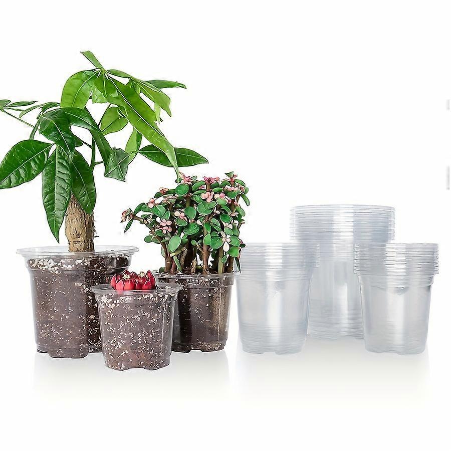 30pcs Reinforced Clear Nursery Pots, Plastic Nursery Pots With Drainage Holes, Transparent Nursery Pots Variety Pack, Plastic Plant Pots Seedling Plan