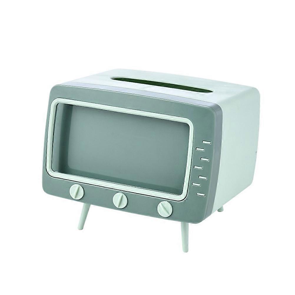 [Yue Xinghui] Modern Creative Tissue Box with Mobile Phone Stand Multi functional Tissue Storage Box Desktop Ornament Cute TV Appearance (Grass and In