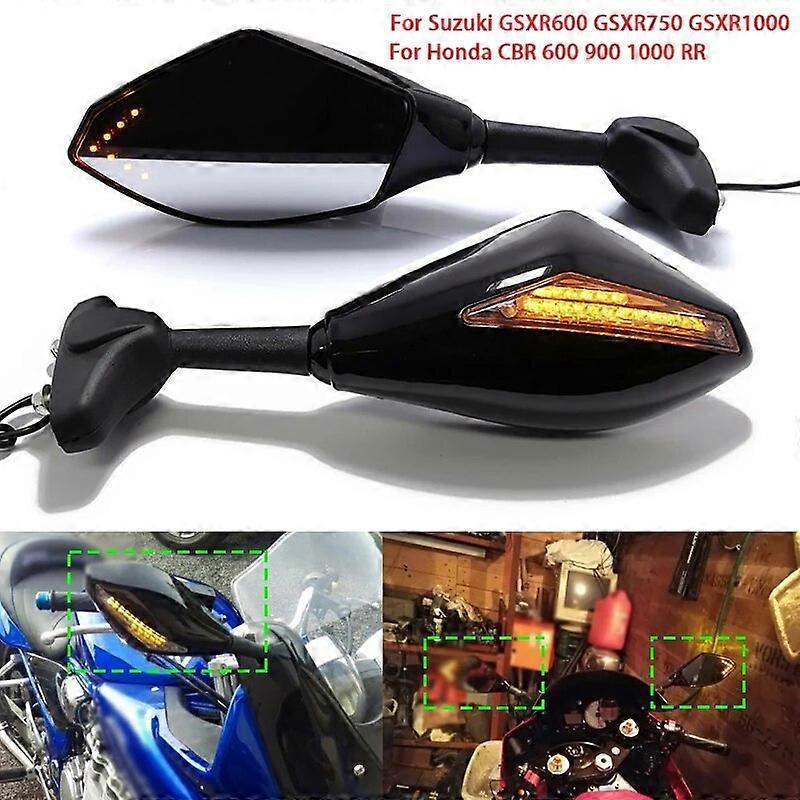 Carbon Look Rearview Mirrors With Turn Signal LED For Suzuki GSXR600/750/1000