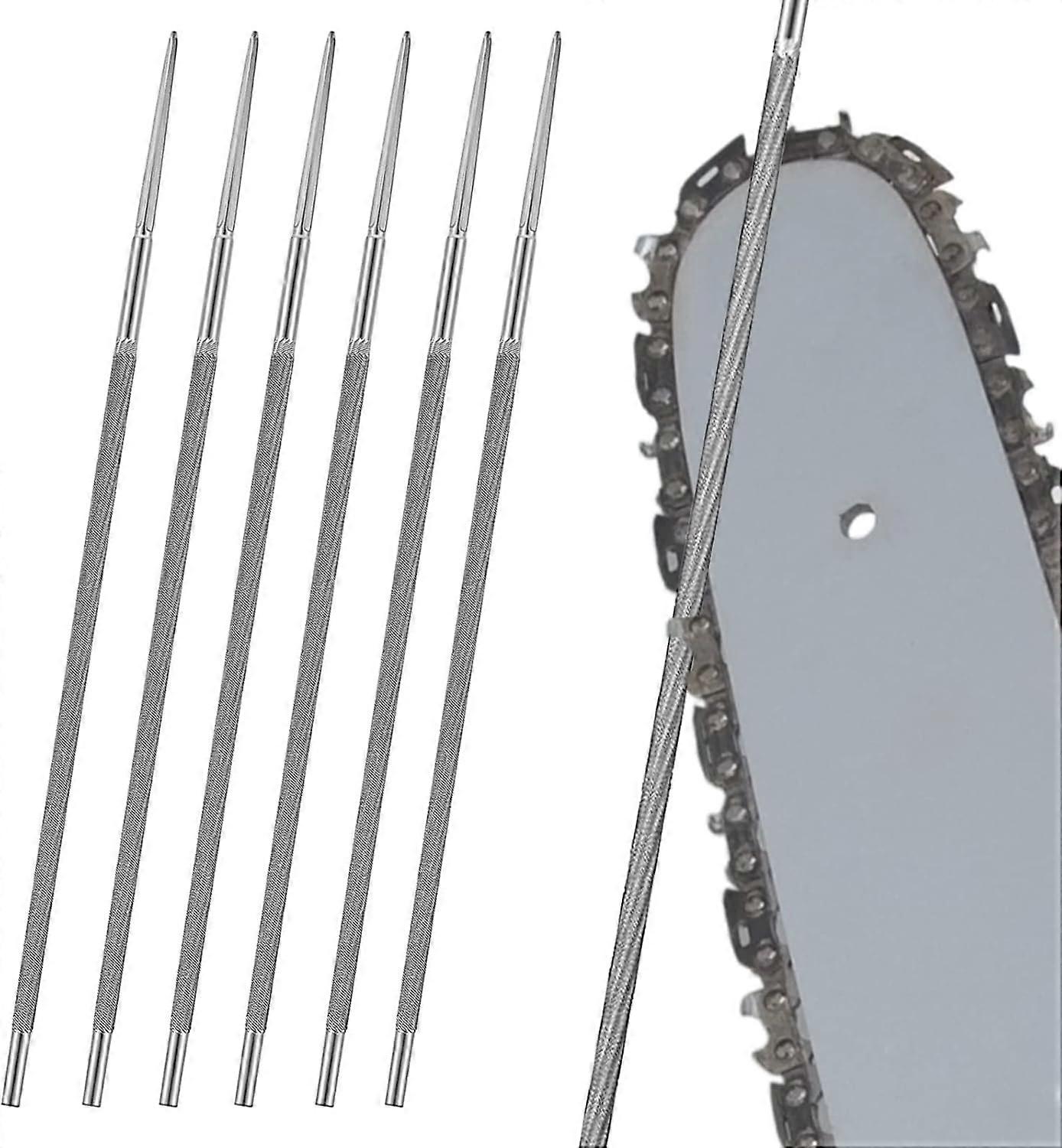 Round files, 6 pcs 5.2mm Chainsaw sharpening files for sharpening chainsaw chains, For sharpening chainsaw teeth to enlarge round openings