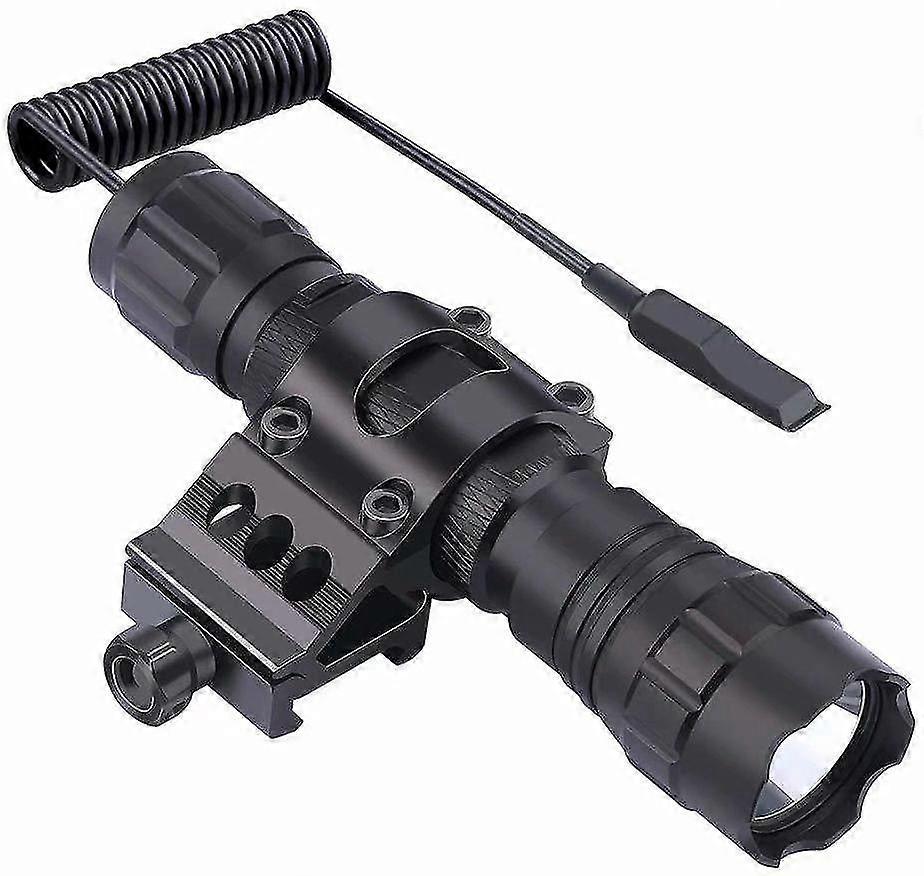 Tactical Led Flashlight, 1 Flashlight Mode, With Push Button Switch And 45 Mounting Rail, Side Offset Ring