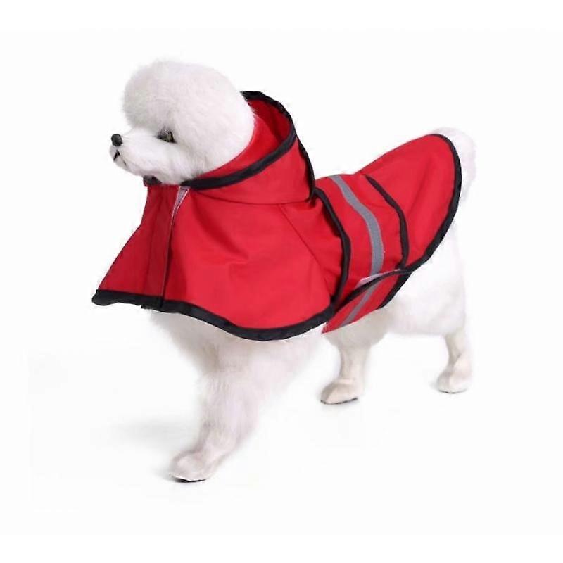 Pet dog waterproof reflective raincoat, suitable for large dogs L size (red style 2)