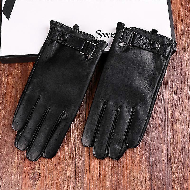 Vinter mäns läderhandskar Vinter höst varm pekskärm