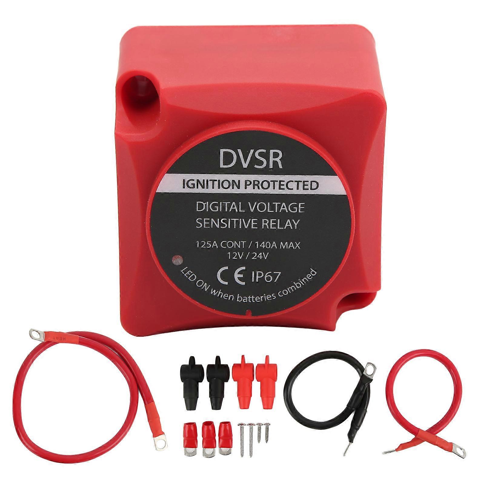 Battery Isolator Kit VSR Voltage Sensitive Relay Automatic Charging DC 12V 24V 140A for ATV UTV RV Car Ship Yacht