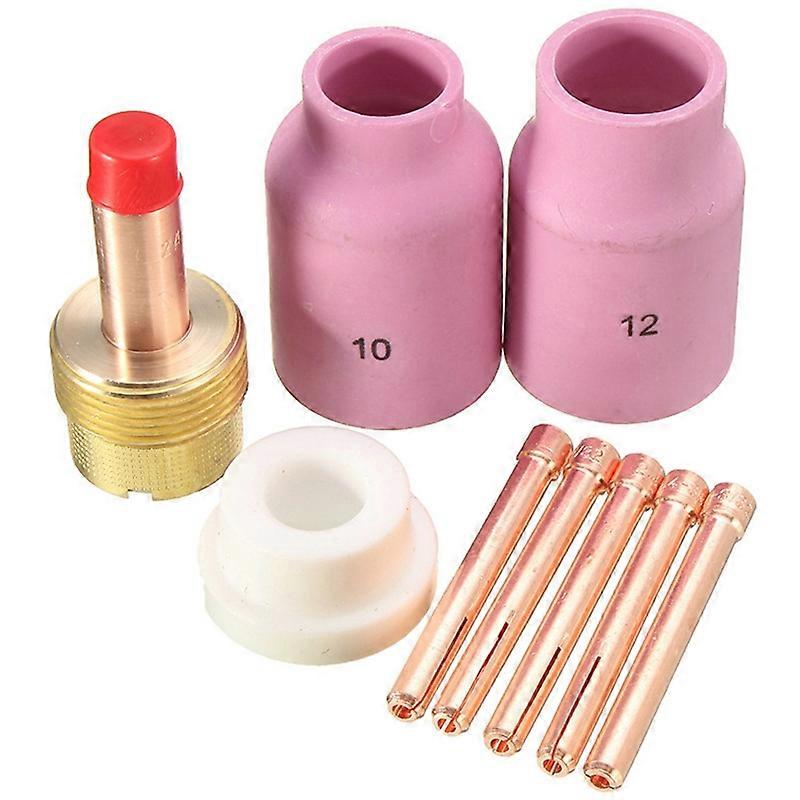 9Pcs TIG Welding Torch Long Gas Lens & Alumina Cup for WP17 WP18 WP26 TIG Collet Bodies Kit Accesso