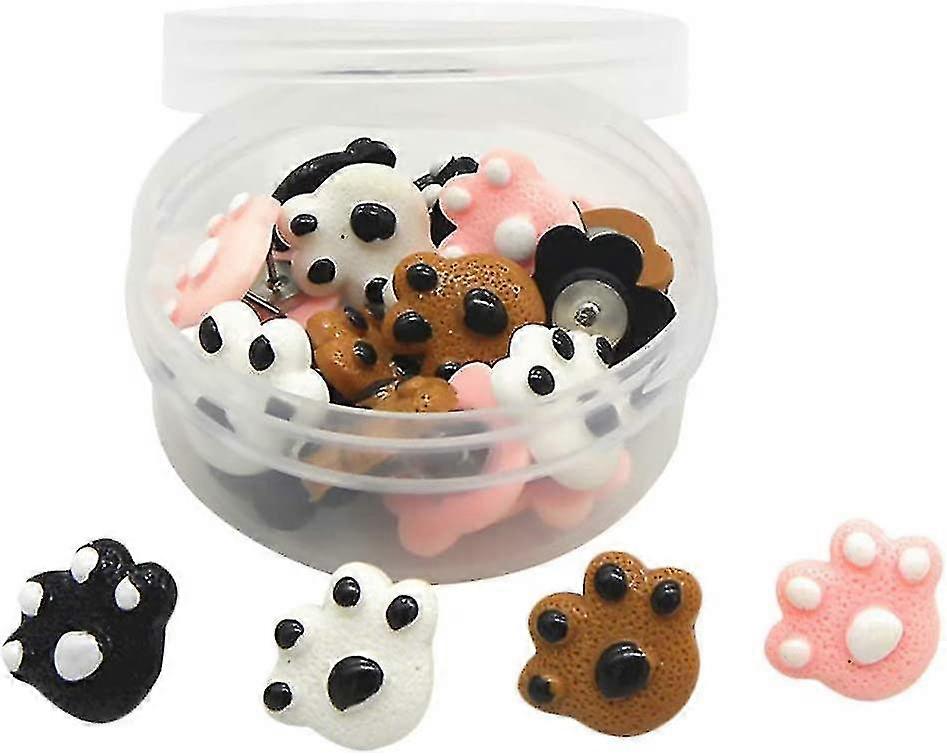 Push Pins Compatible With Cork Boards, 25pcs Paw Print Thumb Tacks W Storage Box, Decorative Pushpins Compatible With School Home Office Crafts