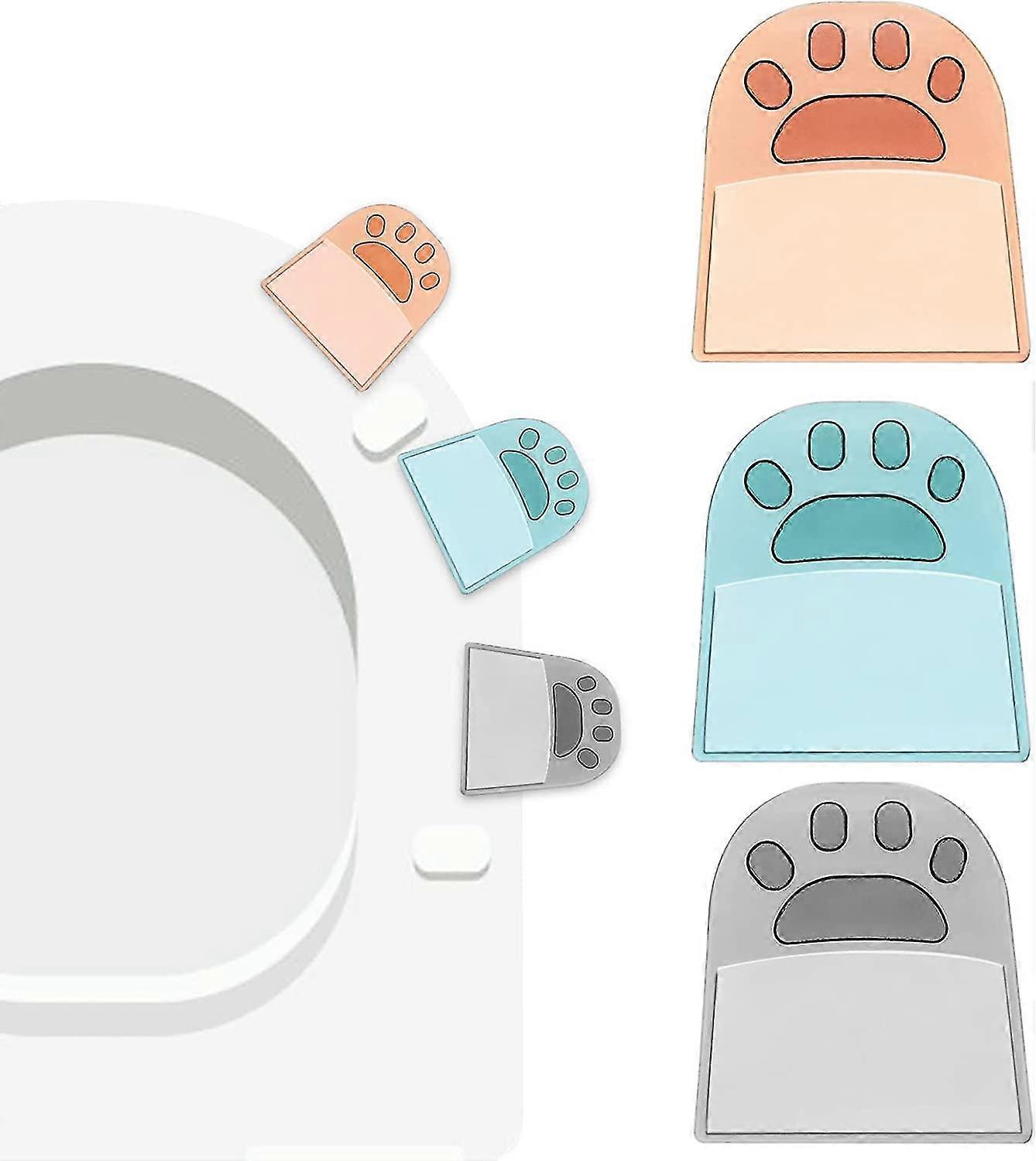 Pack Of 3 Handle Self-adhesive Plastic Toilet Seat Lifter, Silicone Cat Paws Toilet Lid Lifter