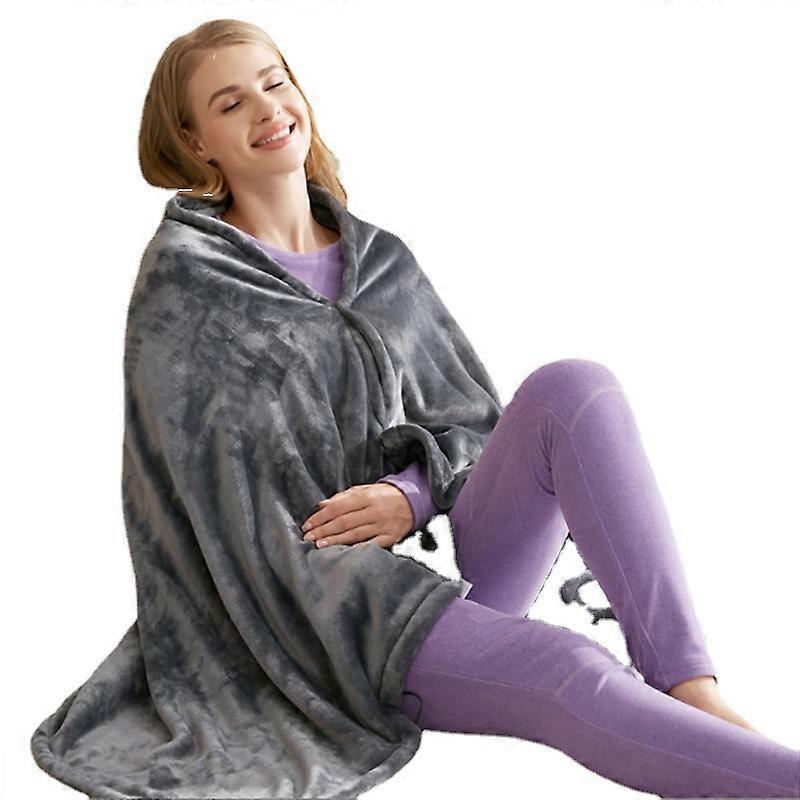 USB Heated Shawl Electric Heated Blanket Plush Flannel Blanket with 3 Heat Level Setting for Car Office Home Travel - 150x85cm