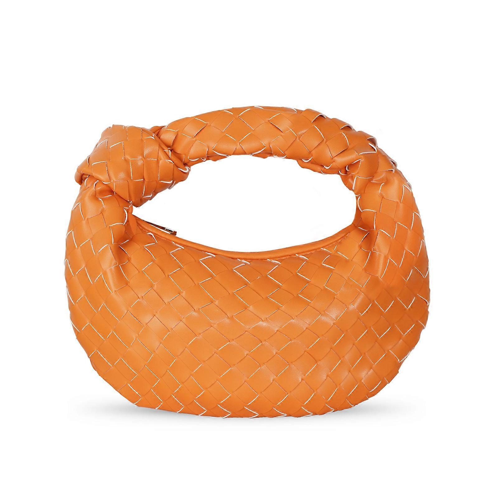 Borsa tessuta Borsa da donna Retro annodato intrecciato borsa a tracolla borsa da donna in morbida pelle pu, arancione arancio