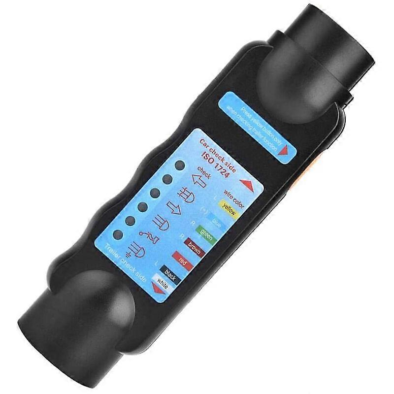 Trailer Wiring Towing Vehicle Socket Tester, 7Pin 12V Car Towing Trailer Socket Plug Connection Tester Diagnostic Tool - Black