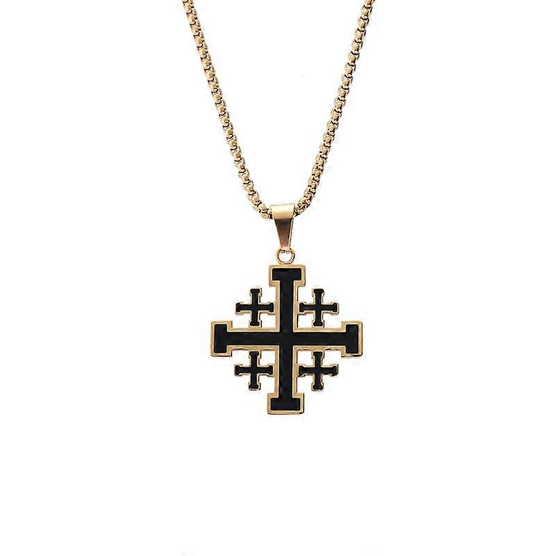 Middelalderlige religiøse smykker gave Jerusalem Cross vedhæng halskæder til kvinder mænd rustfrit stål statement kæder colars
