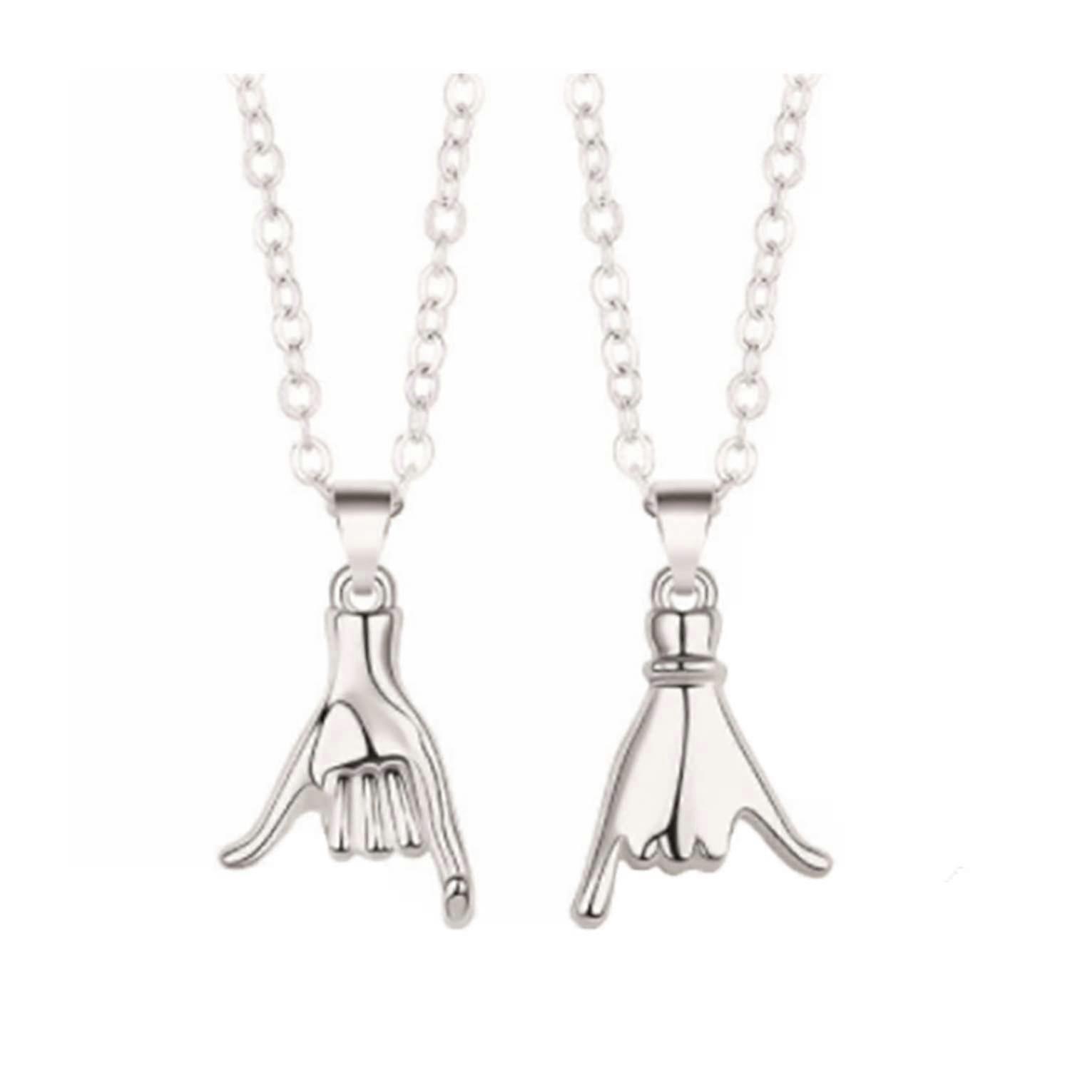 Collier Pull Hook Couple, Collier Amitié Pull Hook Couple en acier inoxydable
