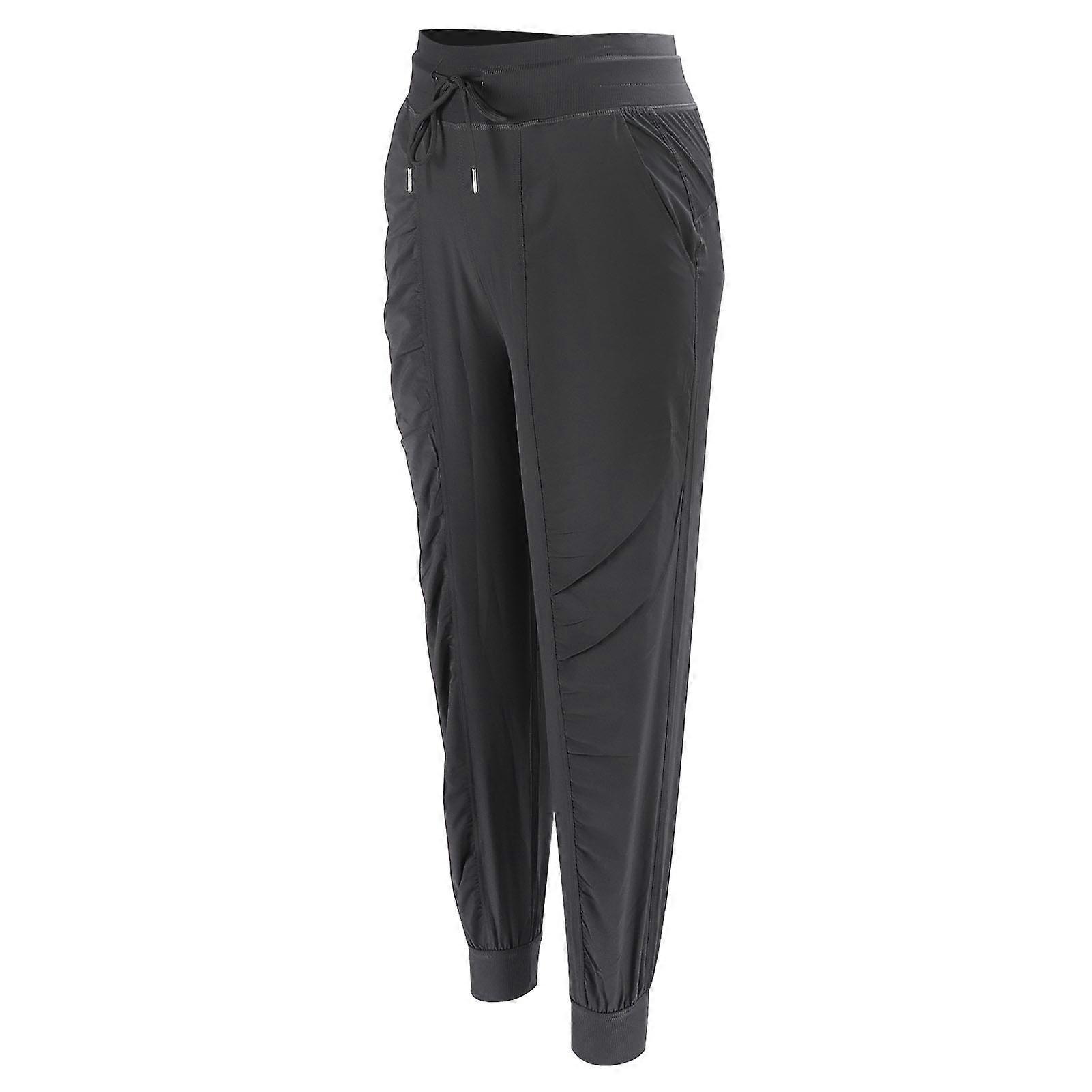 Women Sports Fitness Joggers Polyester Loose Casual Sweatpants with Pockets for Running (Gray) S