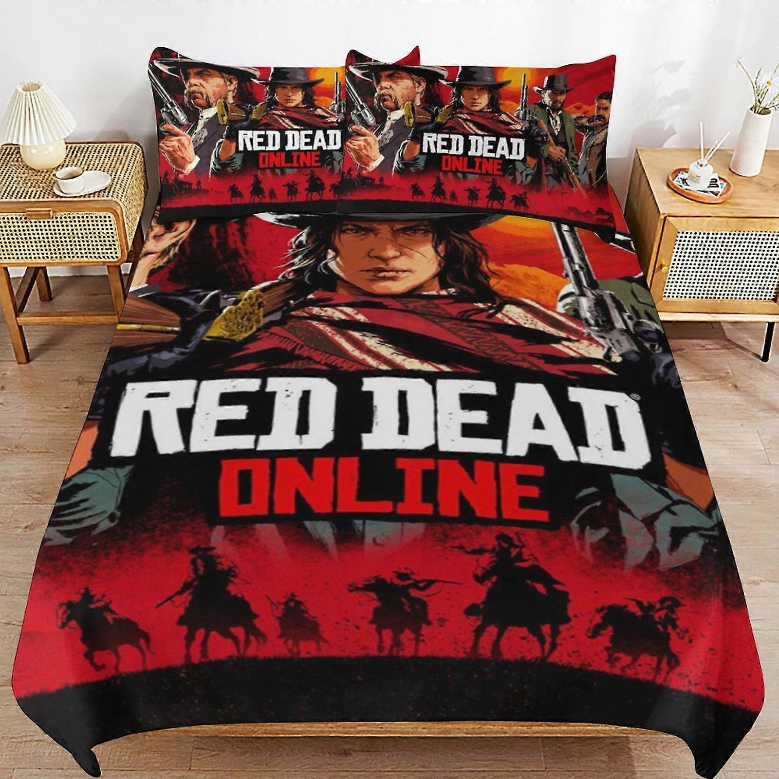 Parure de lit GD324 Red Dead Redemption Comforter Set 3 pièces Housse de couette Set Linge de lit moelleux pour toutes les saisons (1 couette 2 taies d’oreiller) HZ324