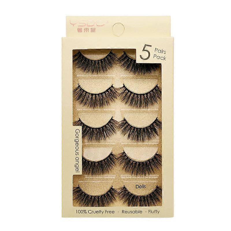 5 Pairs False Eyelashes 3D Imitation Mink Hair Reusable Dolls Style