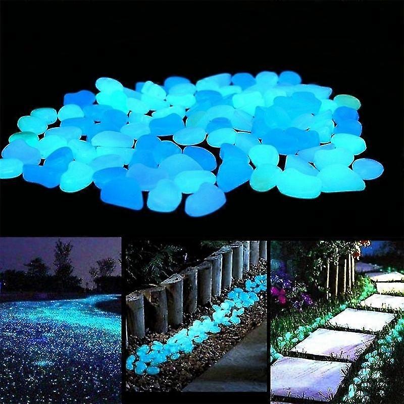 100pcs φωτεινές πέτρες λάμπουν στις σκοτεινές πέτρες που λάμπουν βότσαλα για τις υπαίθριες διαδρομές σπίτι κήπος αυλή ντεκόρ ψάρια δεξαμενή βότσαλο βράχια
