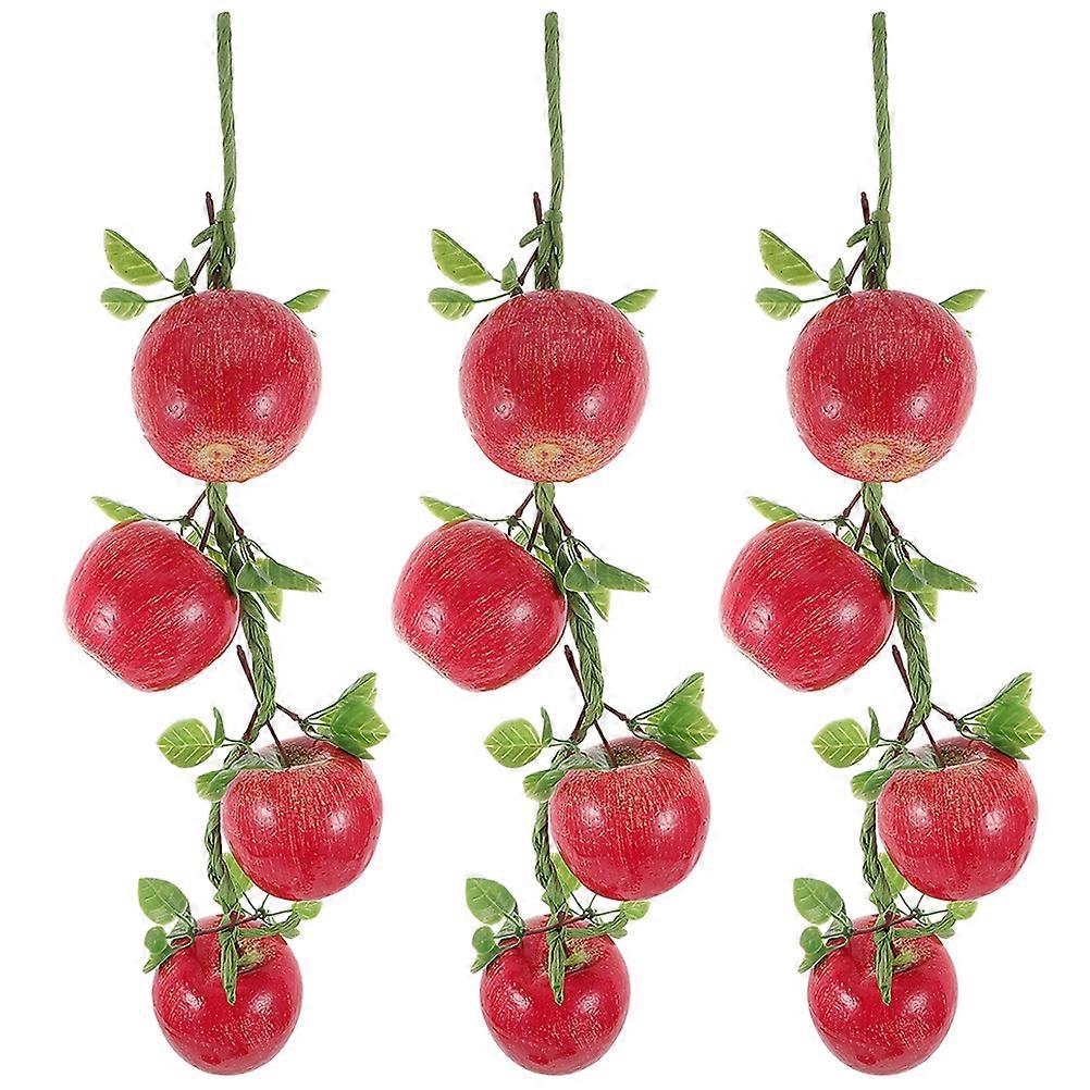 3Pcs Artificial Apple Simulation Plastic Apple Realistic Fake Apple Strings