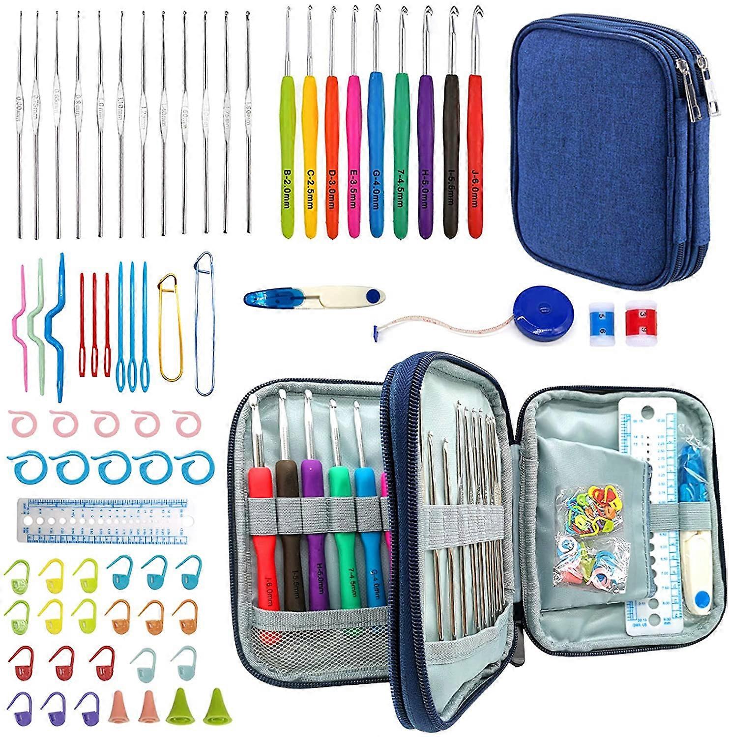 72 Pcs Coloured Crochet Hooks Set