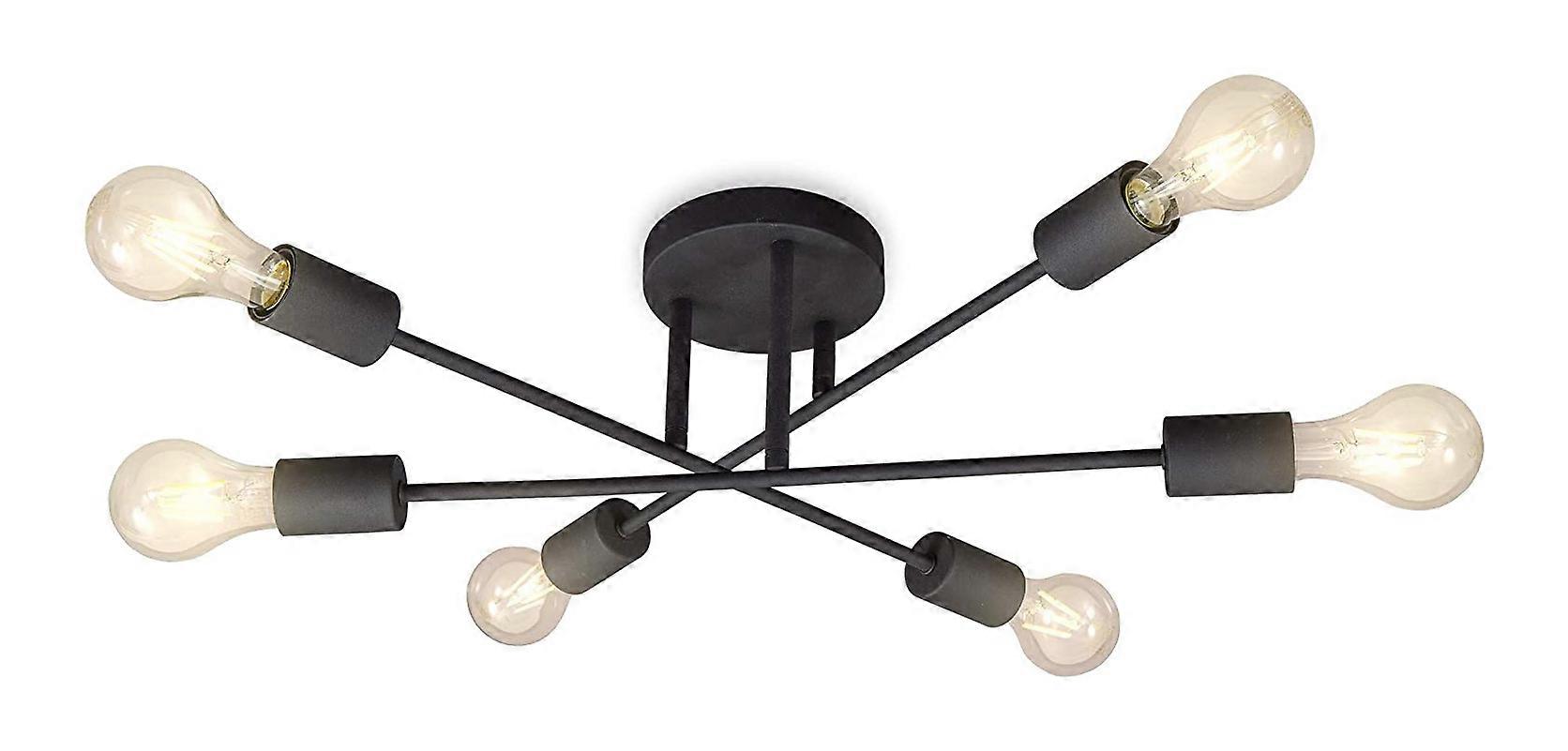 6x E27 socket retro ceiling lamp black without bulbs