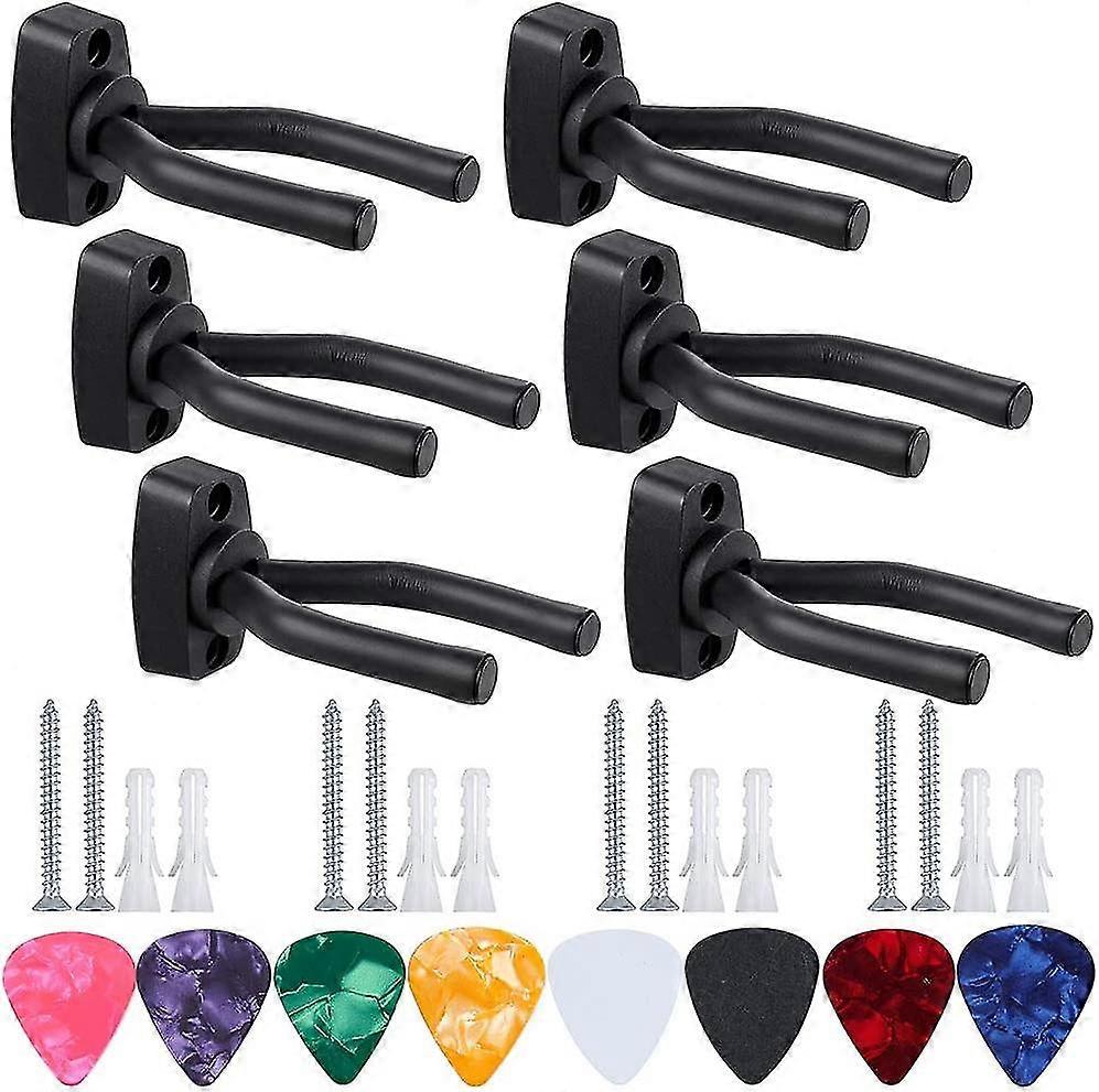 Ny - 6 st gitarrkrokar gitarrvägghållare - Gitarrhållare Platsbesparande gitarrvägg