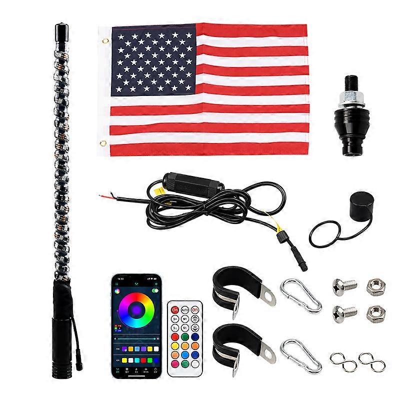 12V LED Flagpole Lamp RGB Whip Lights Flag Pole RF Remote Control / APP Spiral RGB Lamp For Jeep RZR ATV UTV Offroad Truck SUV