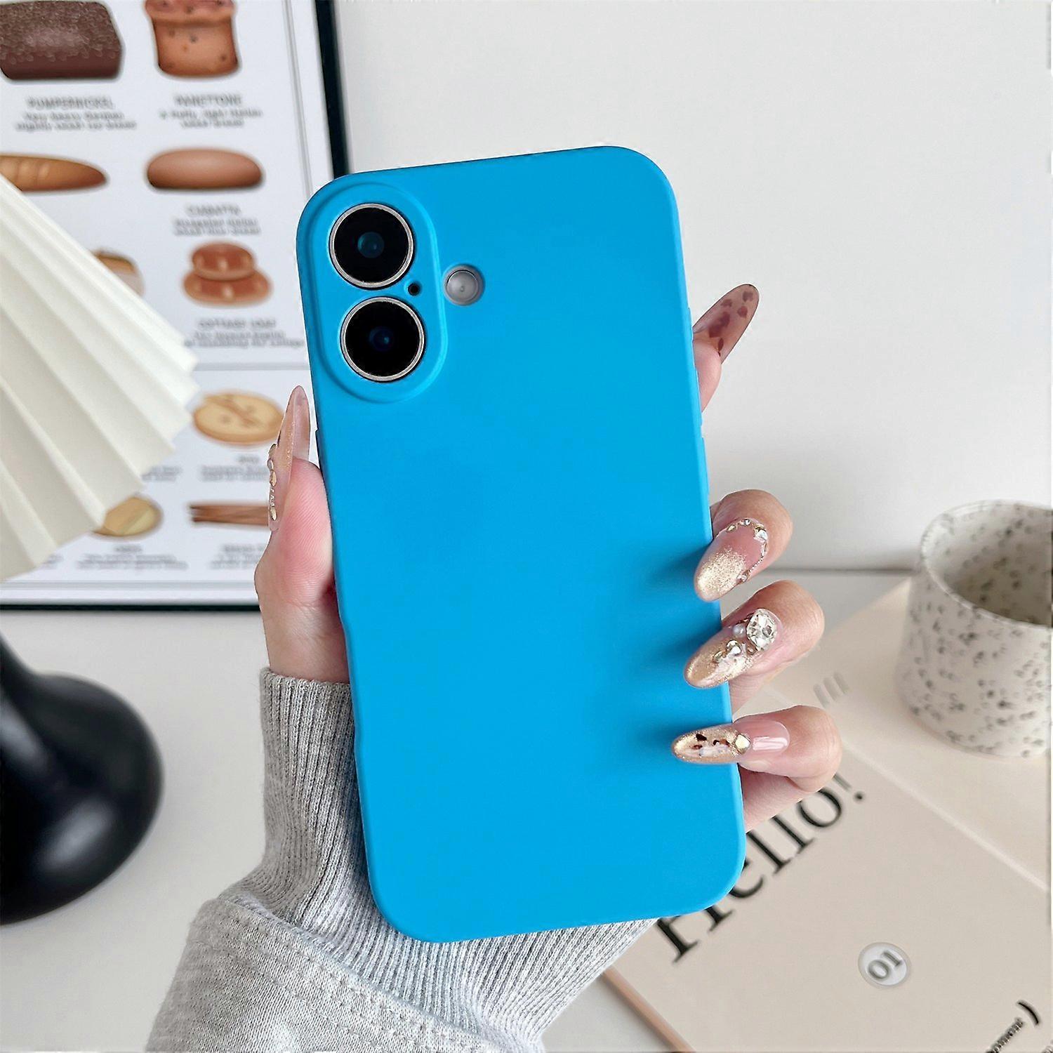 For iPhone 16 Phone Back Case Scratch Resistant Silicone Mobile Cover - Deep Blue