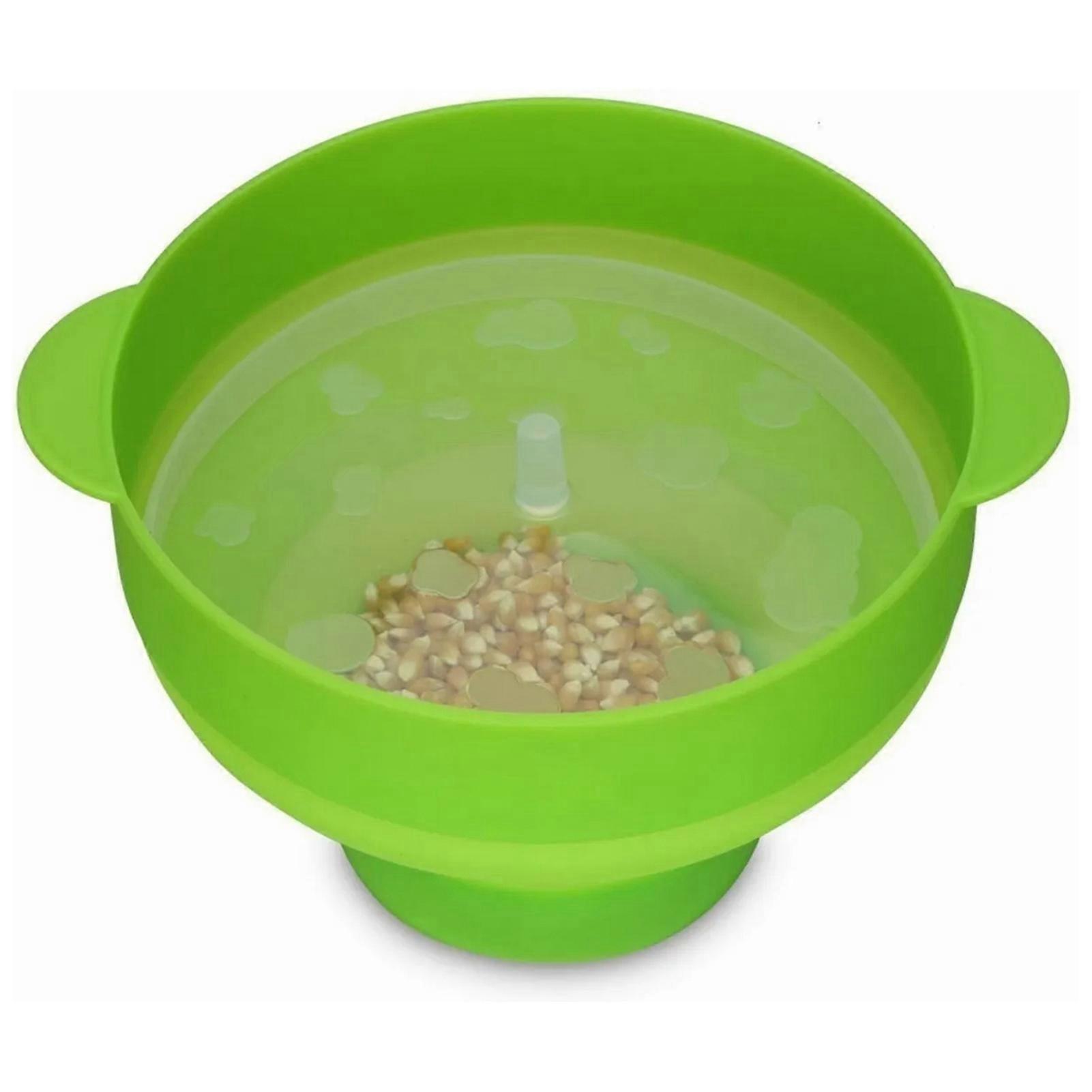 Collapsible Silicone Popcorn Maker Bowl with Handle Lid - Microwave Silicone Popcorn Popper