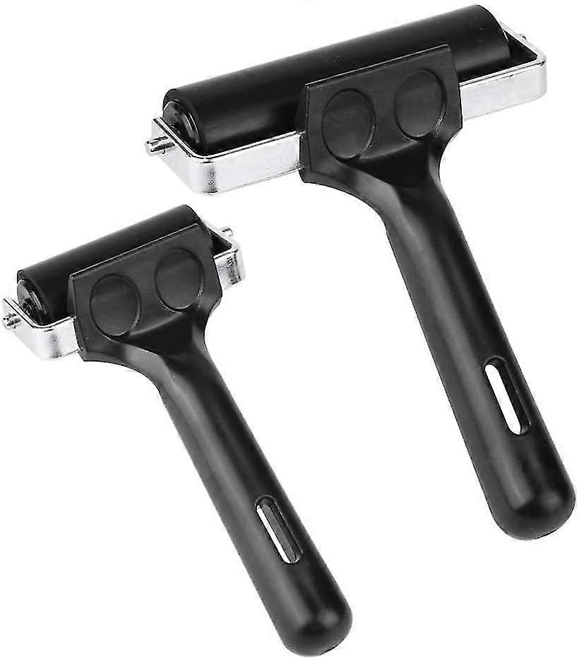 set of 2 rubber brayer roller with rubber grip brayer roller engraving tool for ink pad, painting, printing, wallpapering and crafting (6cm and 10cm)