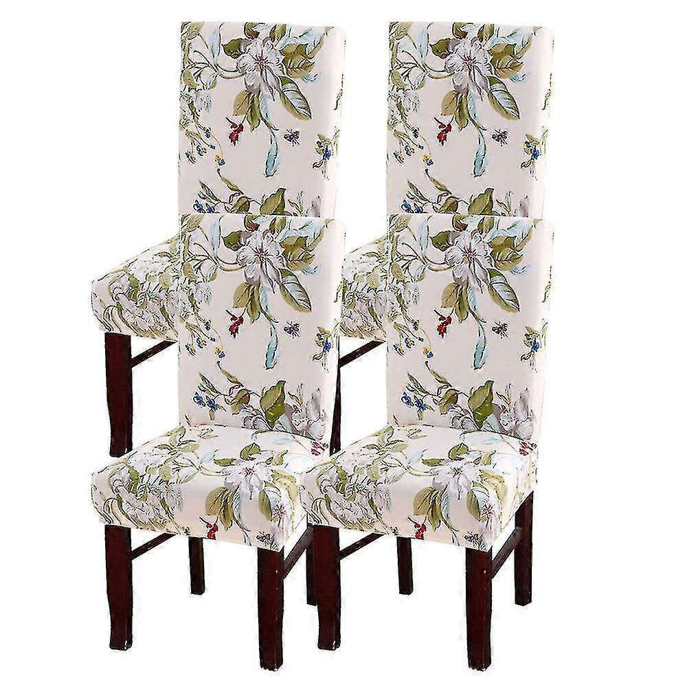 4Pcs Elastic Dining Chair Cover, Simple Modern Household Stool Cover Style4